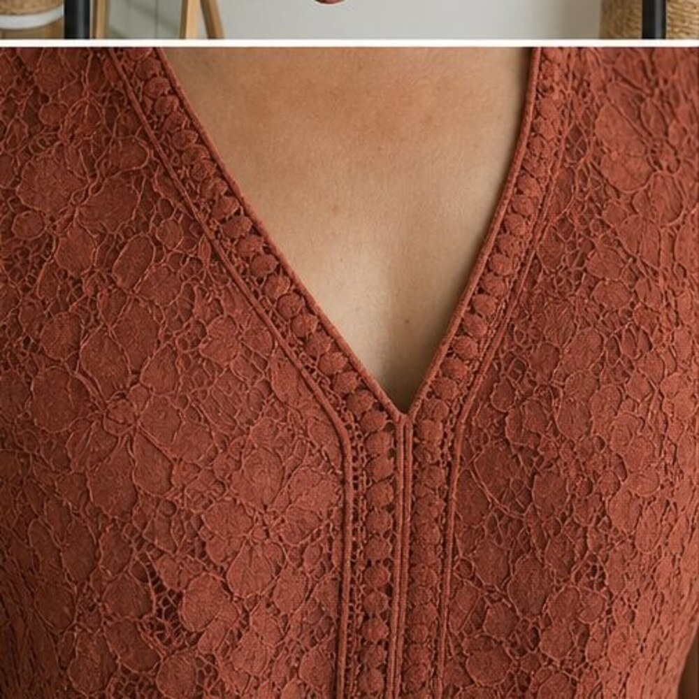 Rust Puff Sleeve Top - Picture 4 of 6